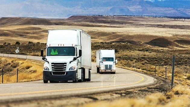 Semi Trucks On Open Highway 