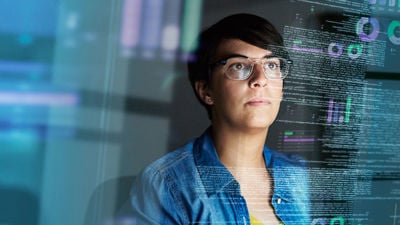 Person Viewing Code On Screen 