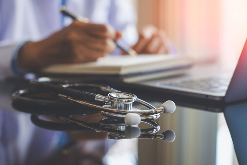 Close Up Of Stethoscope On Desk