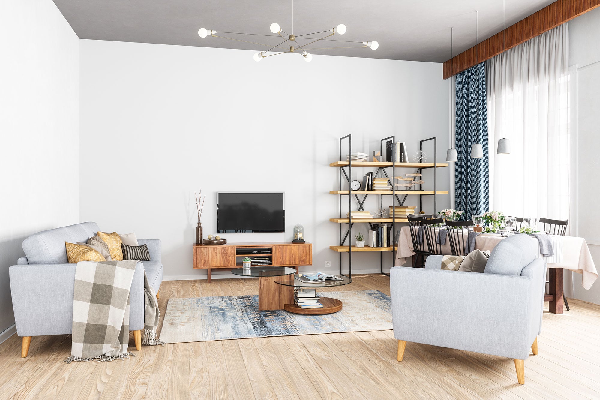 Modern Living And Dining Room Interior 