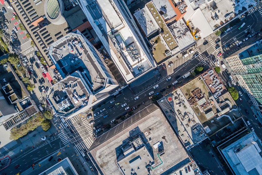 Aerial View Of Building Roofs 