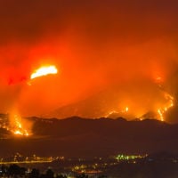 Wildfires Blazing On Hillside Town 