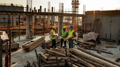 Workers On Construction Site 