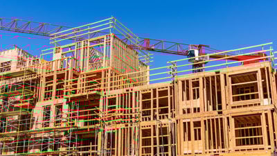 Construction Site With Wood Framing 
