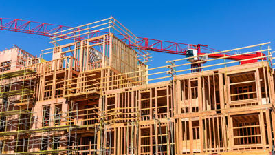 Construction Site With Wood Framing 