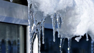 Frozen Water On House Exterior 