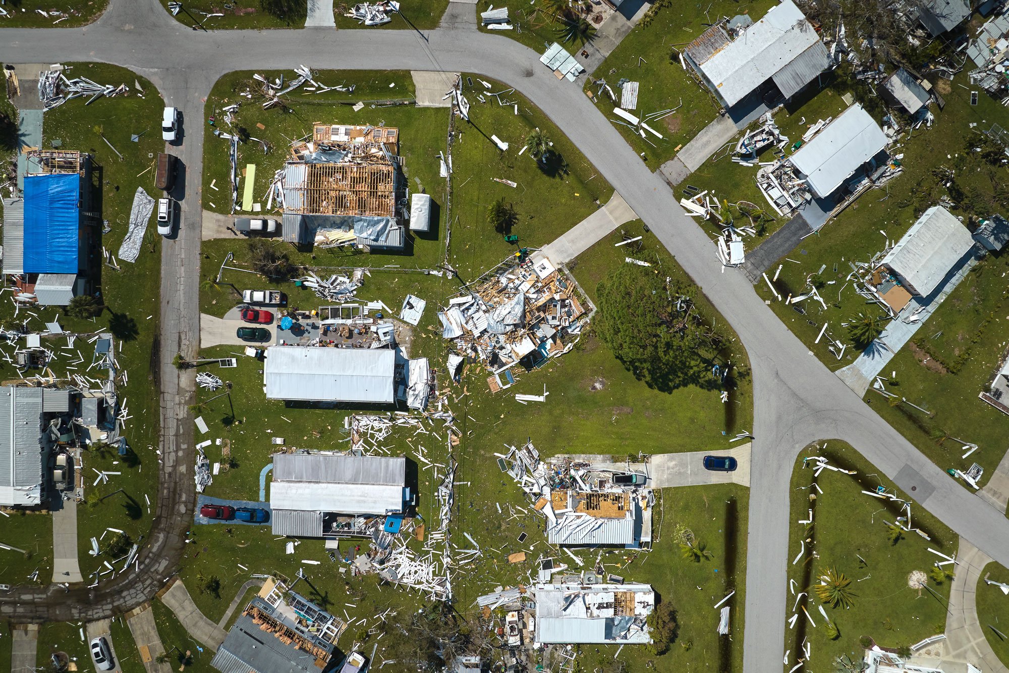 Aerial View Of Neighborhood After Catastrophic Event 