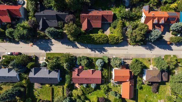 Aerial View Of Neighborhood Street 