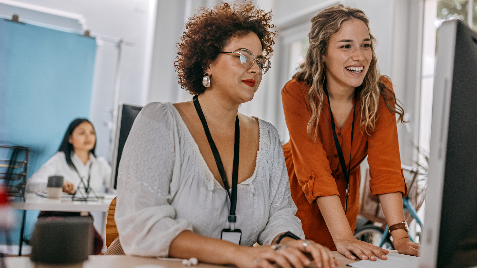 Women looking at computer