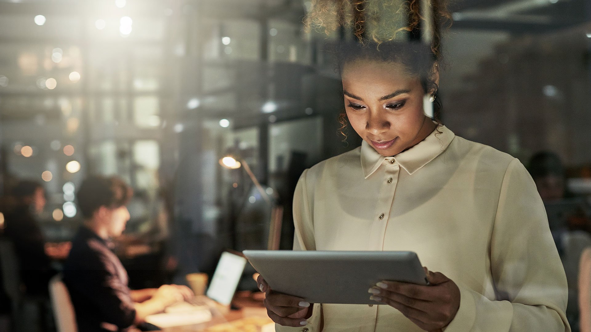 Person looking at tablet