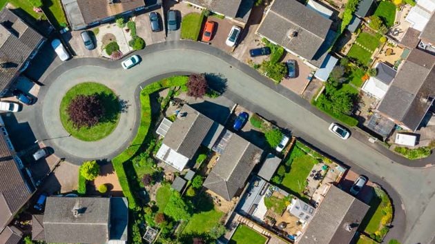 Aerial View Of Neighborhood Homes 