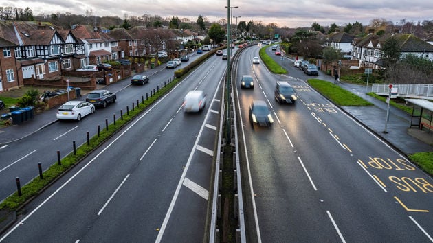 Suburban Road At Dusk 