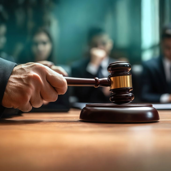 Judge Dropping Gavel Expanded Closeup 