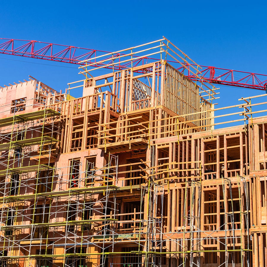 Construction Site With Wood Framing 