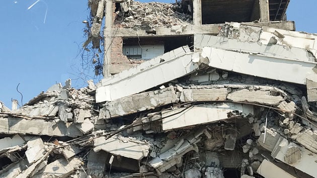 Building Rubble Affected By Earthquake 