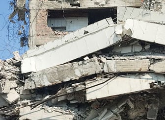 Building Rubble Affected By Earthquake 