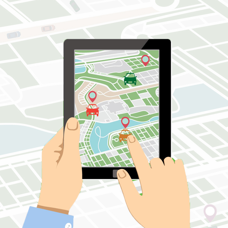 Gps Map Illustration On Tablet