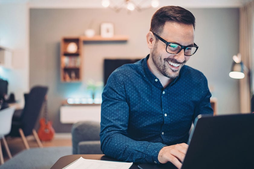 Man Exploring Resources Computer 