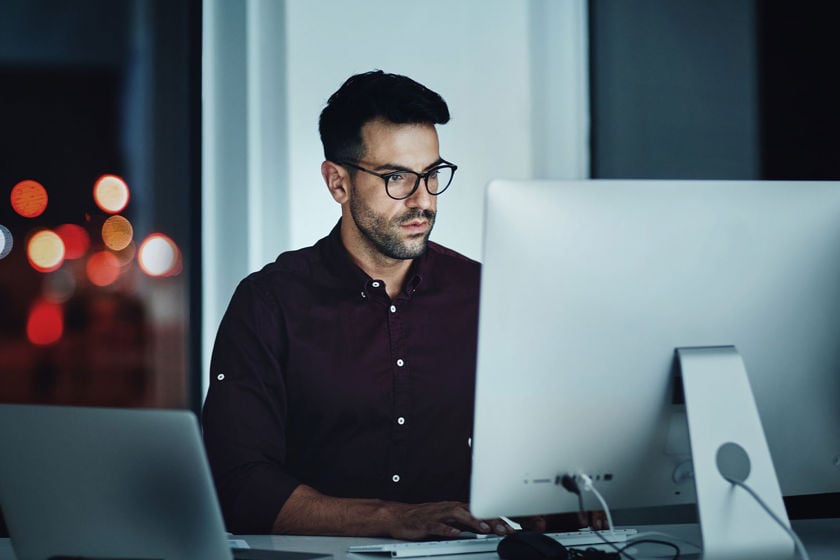 Worker Using Application On Computer 