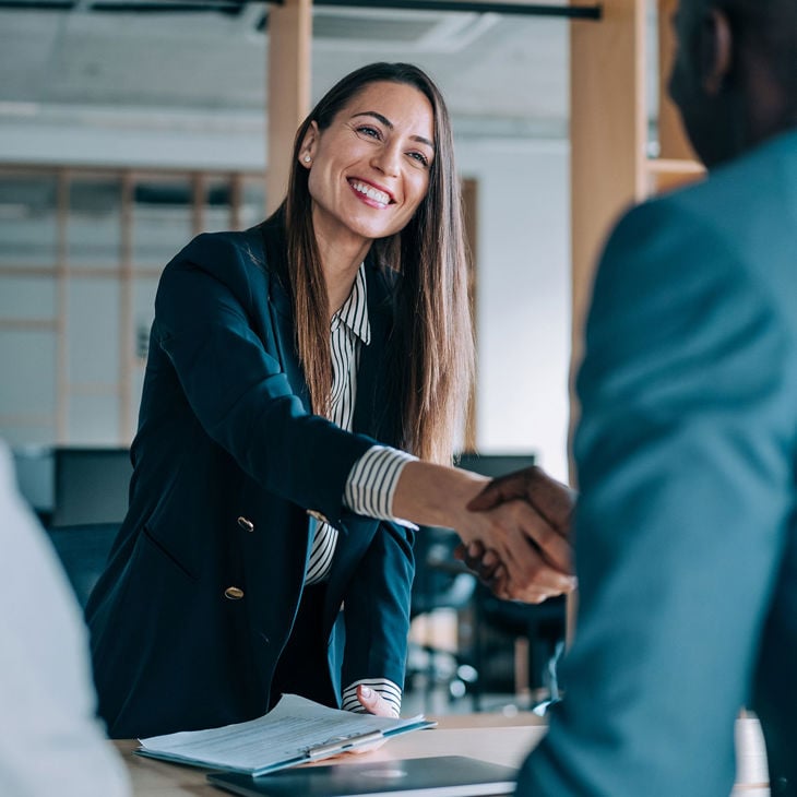 Woman Shaking Hands During Meeting