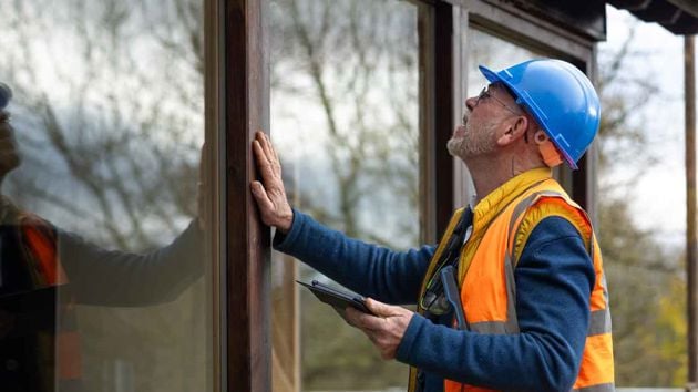 Contractor Checking Windows 