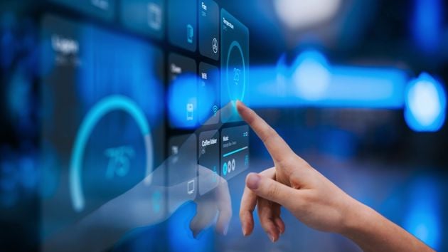 Hand On Touchscreen Adjusting Settings 