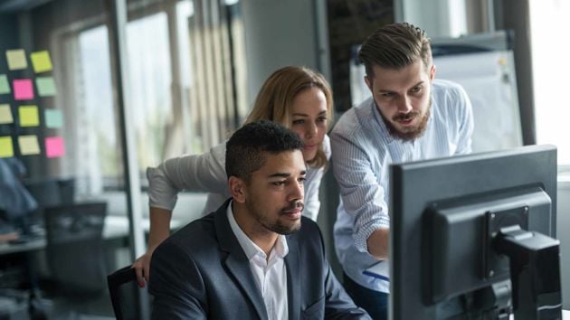 Coworkers Collaborating 