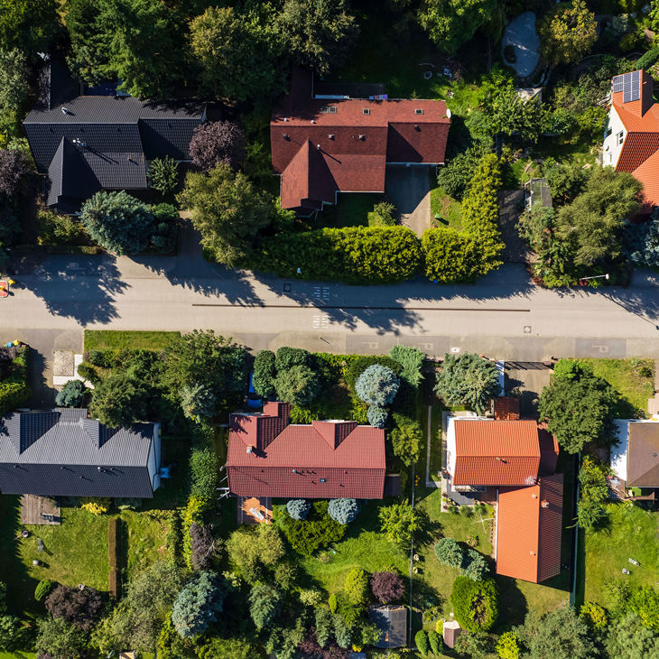 Aerial View Of Street Using Roofs 