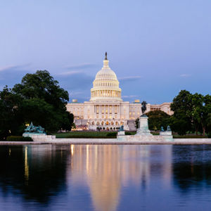 Us Capitol Building With Reflection 