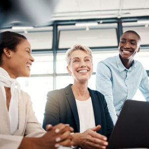 Happy Colleagues Collaborating 