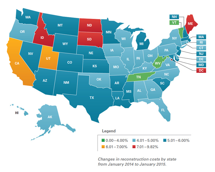 Reconstruction Costs by State