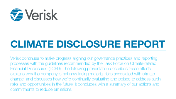 2020 Verisk Climate Disclosure Report Cover 600x337