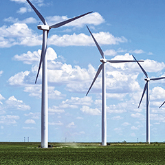Cropped photo of wind turbines