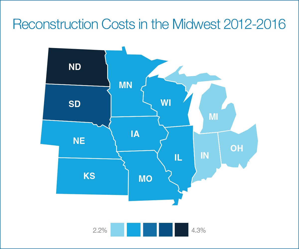 Map Midwest Reconstruction USA 2012 2016 visualize