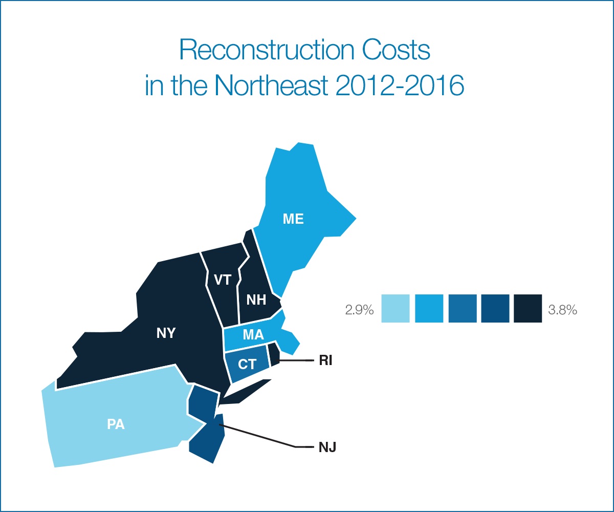 Map Northeast Reconstruction USA 2012 2016 visualize