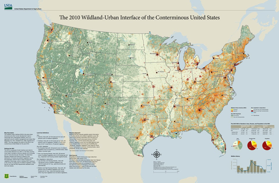 2010 wildland urban interface map of the conterminous united states