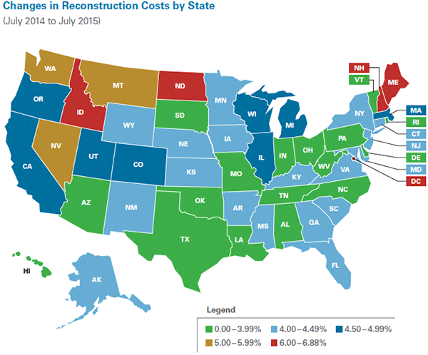 360Value reconstruction cost state map united states