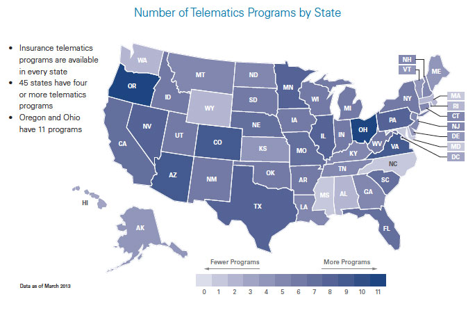 Telematics programs by state map