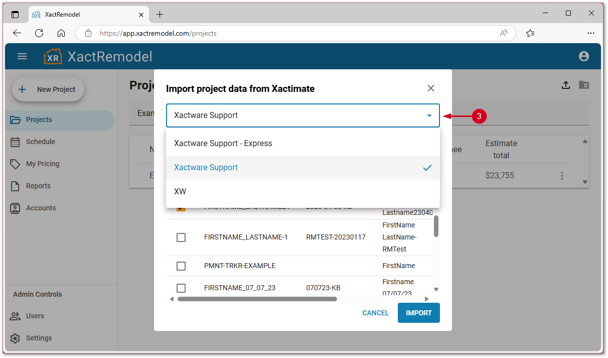 XRImportInstanceSelect