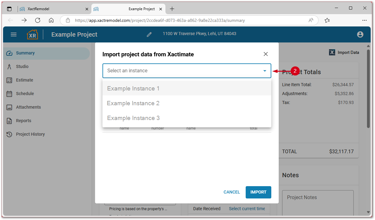 XRProjImportInstanceSelect