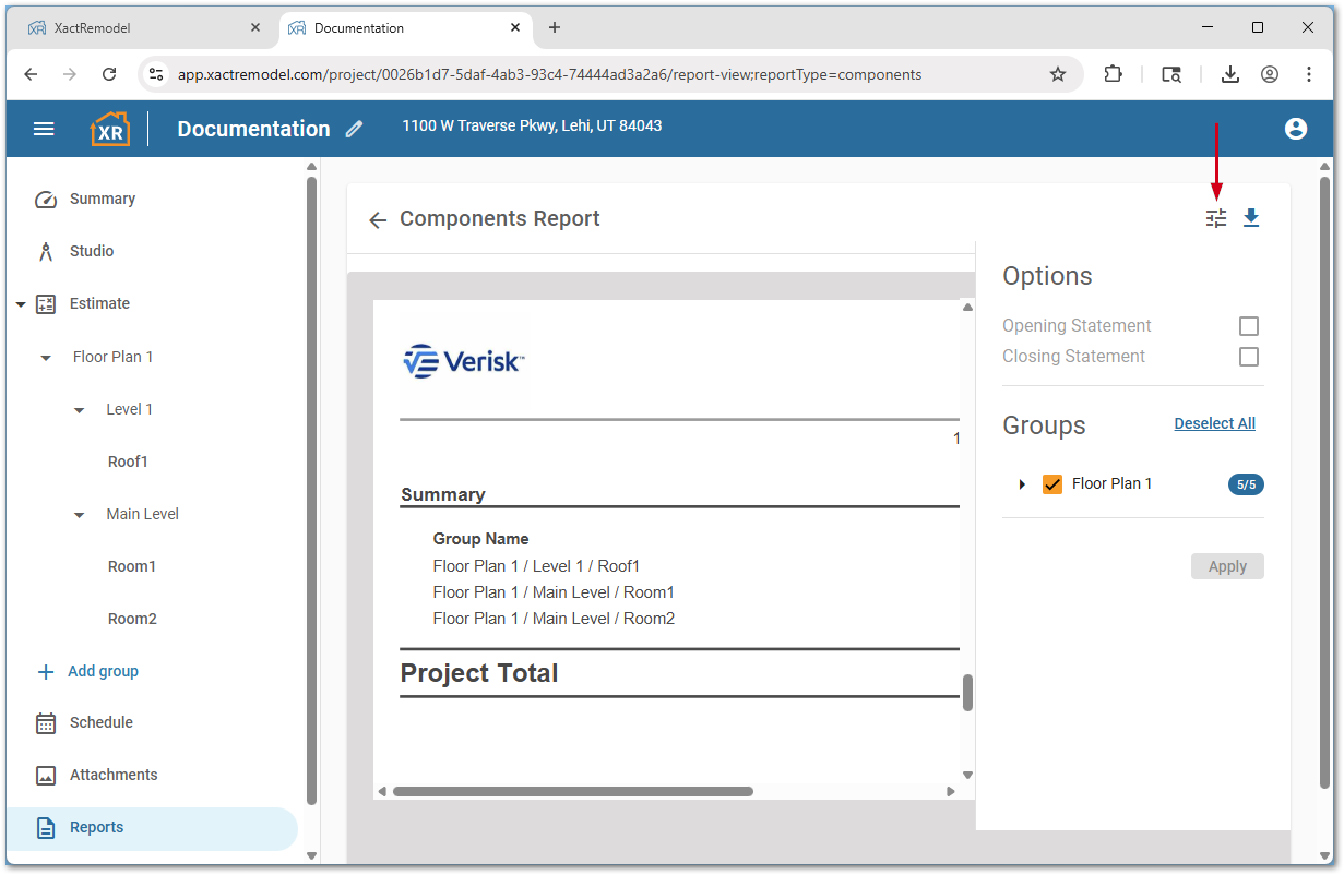 XRComponentReportOptions