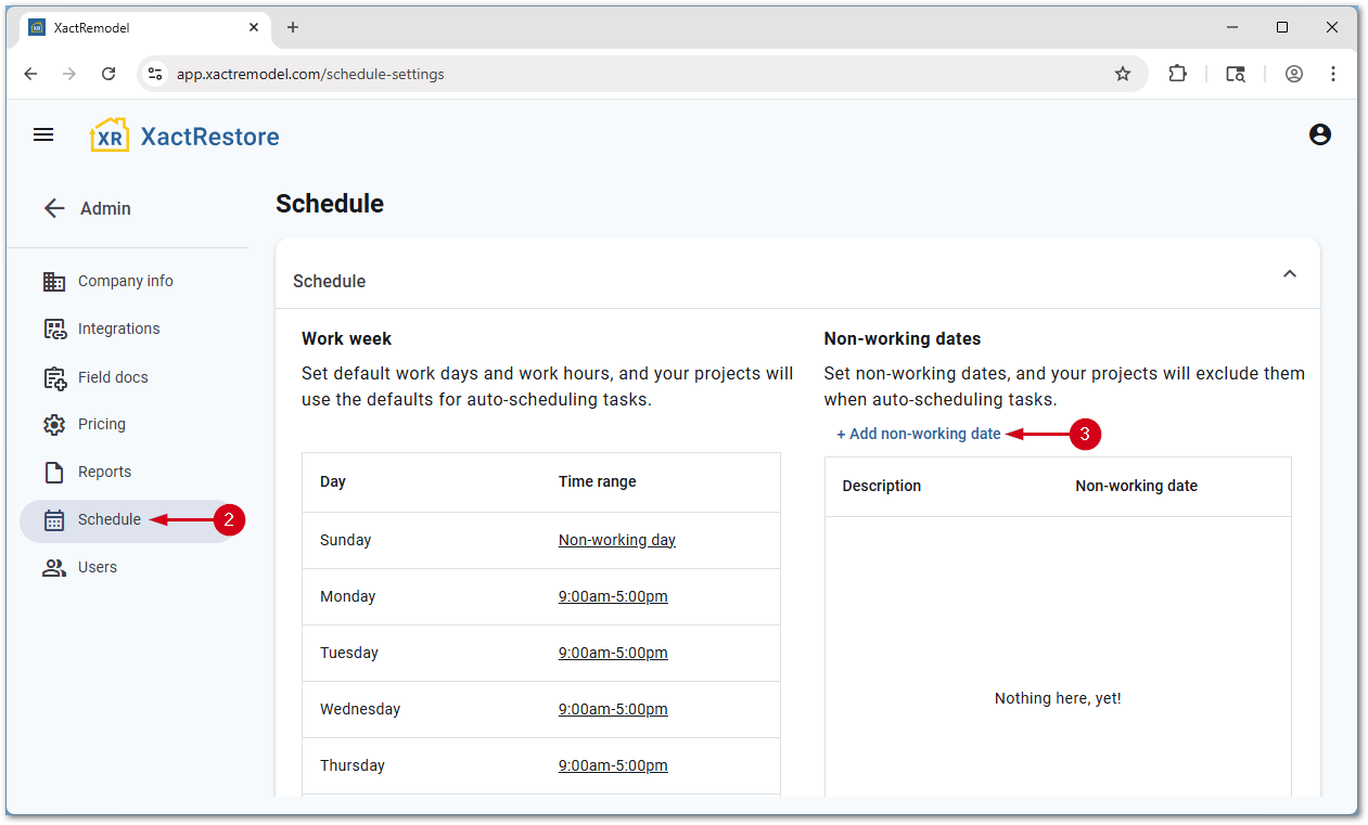 XRSettingsScheduleSelectNonWorking