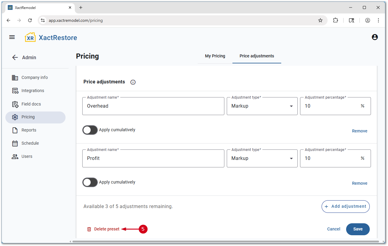 XRAdmPriDeleteAdjustment