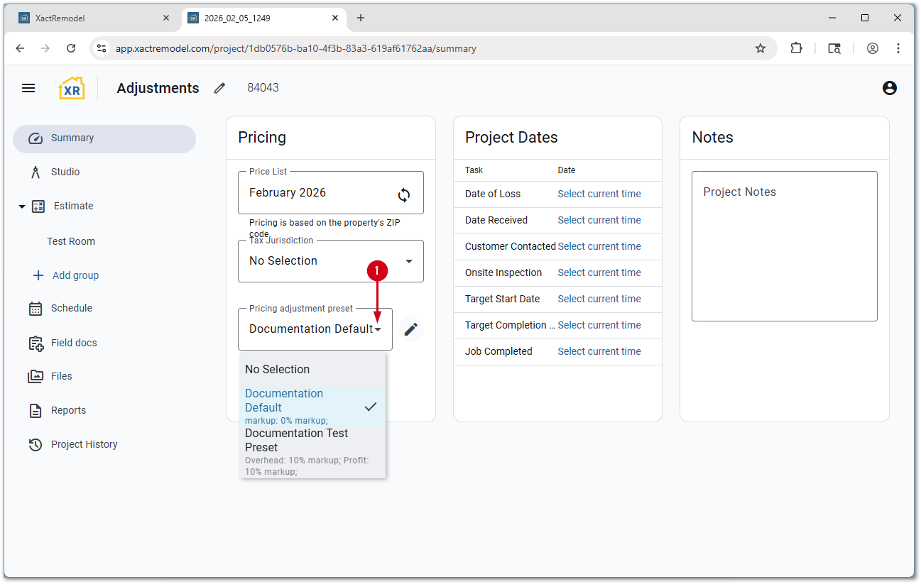XRProjectApplyPreset