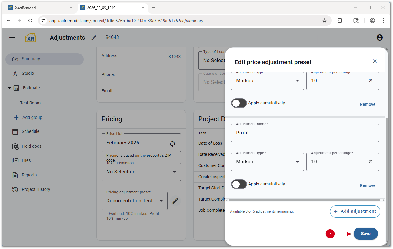 XRProjectEditPresetForm