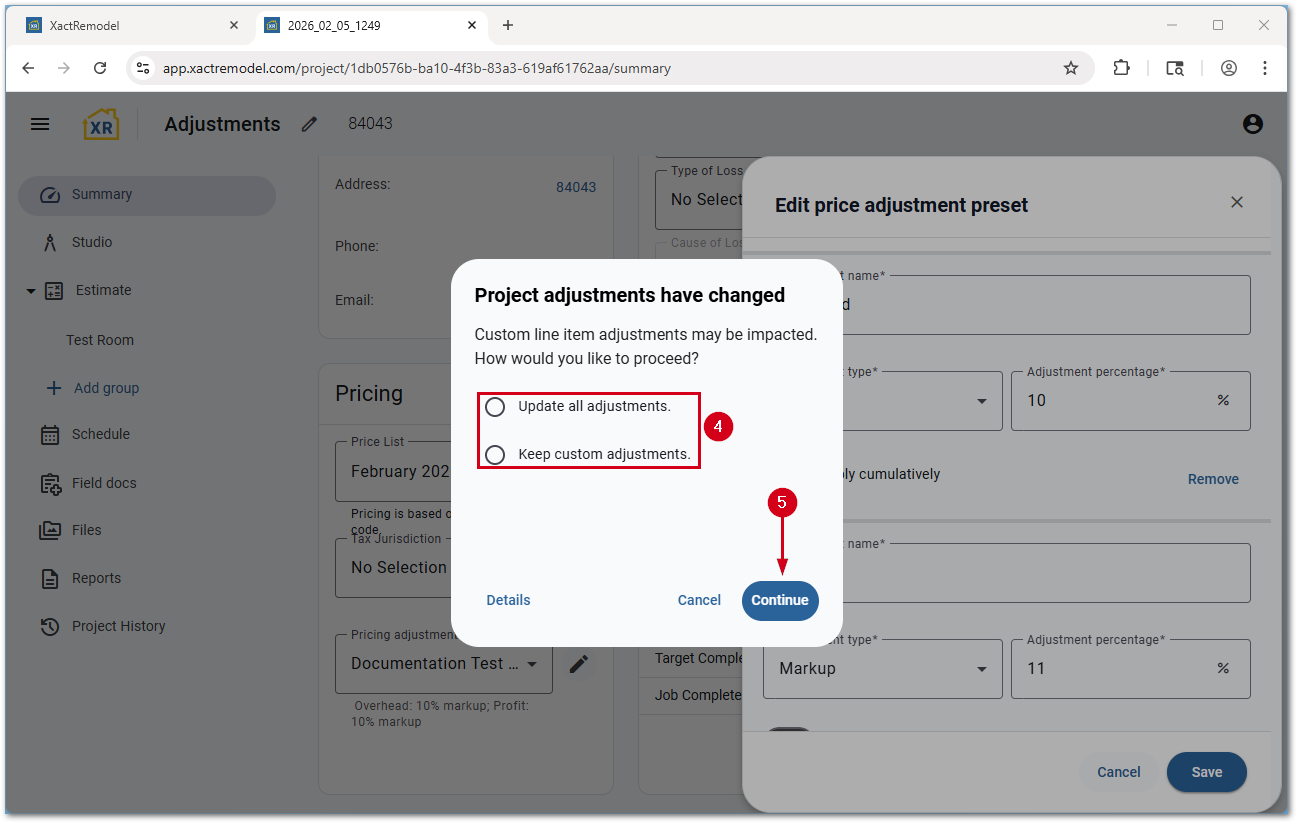 XRProjectEditPresetReprice