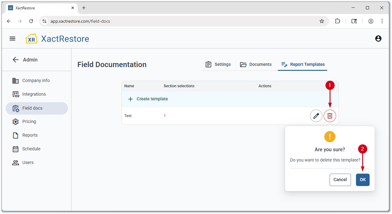 XRFDReportTemplateExistingDelete
