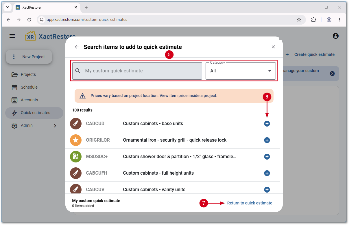 XRQESearchItems
